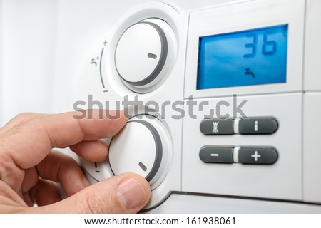 Control panel of the gas boiler  for hot water and heating