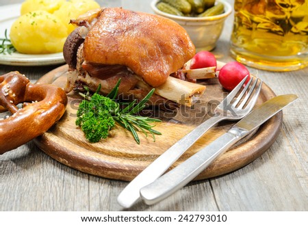 Similar – Foto Bild bayerischer Schweinebraten auf Holz