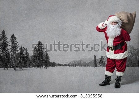 Santa Claus with a big bag of presents