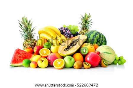 Assortment of exotic fruits isolated on white 商業照片 © 