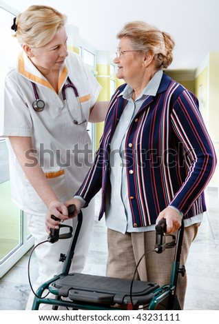 Health care worker and senior patient