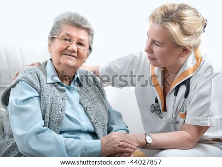 Health care worker and senior patient