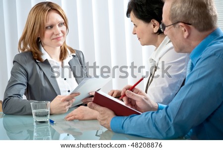 Young woman having a job interview in a office