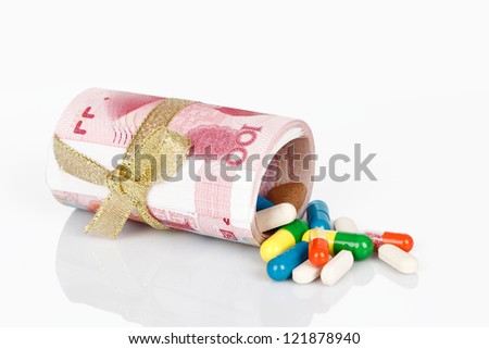 isolated on a white background, medication costs