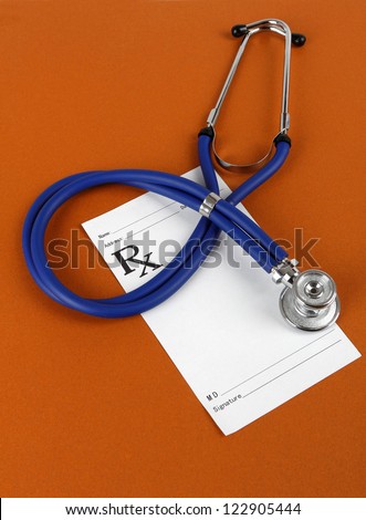 Close up of doctor\'s stethoscope and patient\'s medical information.