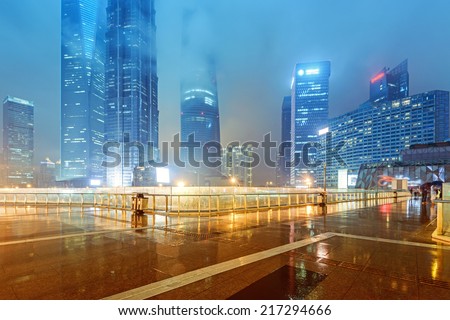 High-rises in Shanghai\'s new Pudong banking and business district, across the Huangpu river from the old city