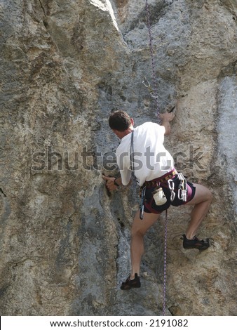rock climber on rock face