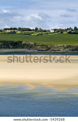 view from the camel trail cycleway and footpath along disused railway line the estuary of the river camel padstow and rock cornish coast cornwall england uk