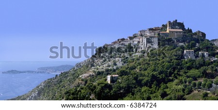 france riviera medieval village of EZE provence cote d\'azur french riviera alpes alps maritime cap ferrat behind, panorama, panoramic,