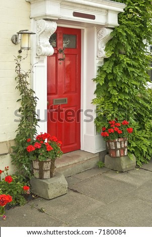 house with red front door