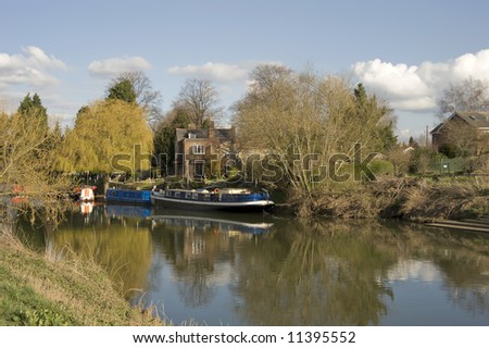 narrow boats on the river avon bidford on avon warwickshire the midlands england uk