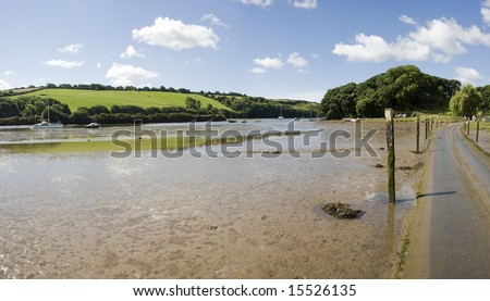 tidal road estuary of the river avon aveton gifford south hams devon england uk