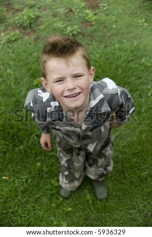 boy with army clothes