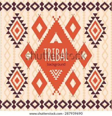 Tribal ornament native American ethnic style vector background with place for text template for design