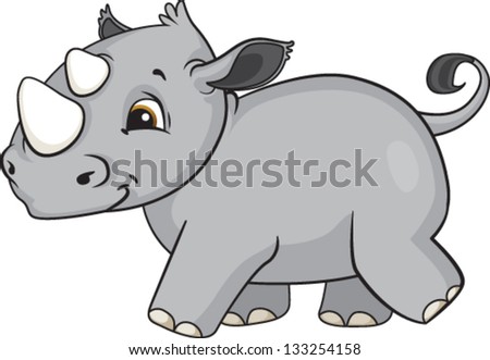 A Cute Cartoon Baby Rhino Walking Stock Vector Illustration 133254158 ...