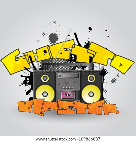 grime and grunge ghetto blaster vector design