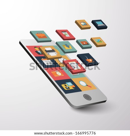 Beautiful Smartphone and Tablet flat icon design 