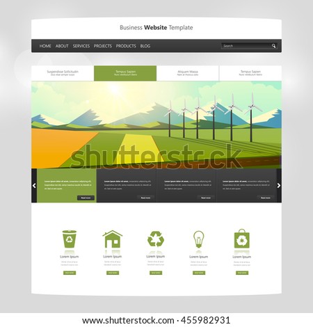 Website Template Vector, with landscape vector illustration. Creative design.