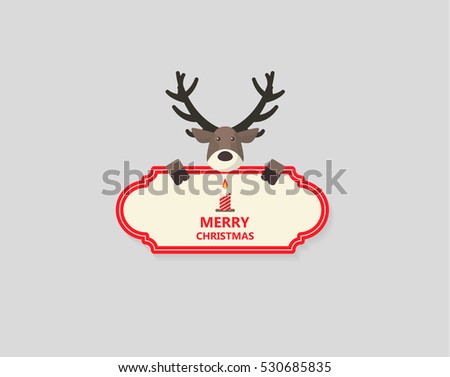 Merry Christmas Greeting Card. Flat Style Vector Design - 530685835 : Shutterstock