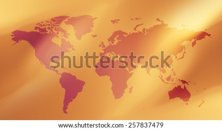 World earth map, golden abstract background