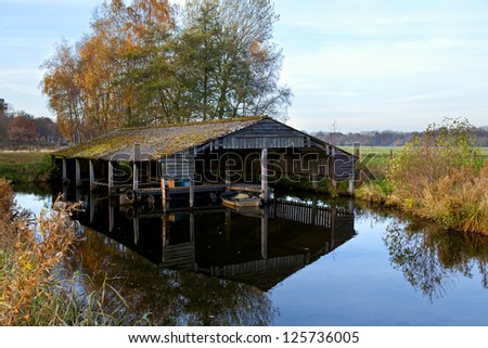 wooden fisherman hut on the water in Netherlands