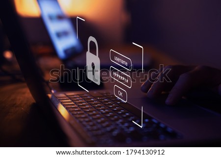 login and password, cyber security concept, data protection and secured internet access, cybersecurity Stock foto © 