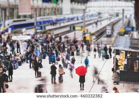 Similar – Image, Stock Photo Lonely woman (blurred) walking across the street