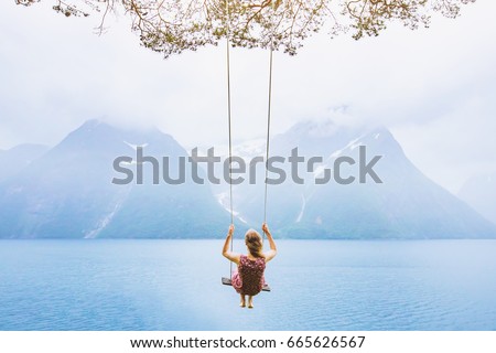 Similar – Image, Stock Photo Lonely traveler in mountains in winter