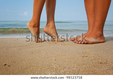 loving couple on the beach - picture with place for the text