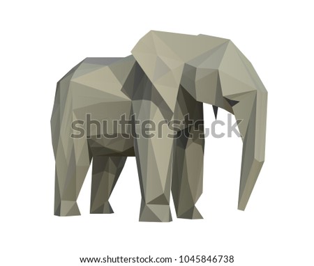 Polygonal elephant. Low poly, geometric illustration. Vector animals