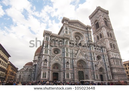 FLORENCE, ITALY-OCTOBER 19: A view of the Basilica of Santa Maria del Fiore on October 19, 2011 in Florence, Italy  Goticorenacentista style is its construction began in 1296 and concluded in 1418