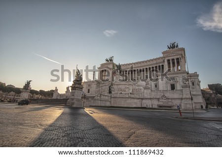 Monument to Victor Emmanuel II  in Rome, Italy. Made in honor of the first king of united Italy, Victor Emmanuel II in 1911
