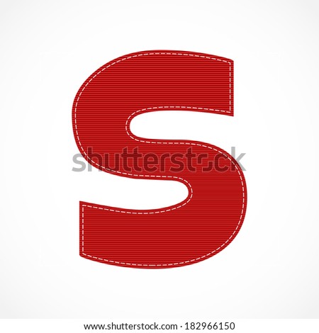 Grosgrain Ribbon Stitched Red Letter S, Varsity Letter Style, Vector ...