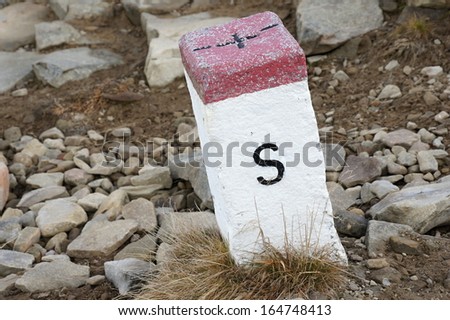 Border stone between Slovakia and Poland