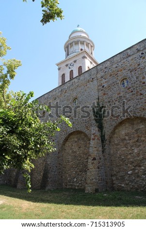Wall and tower of The Benedictine Pannonhalma Archaabbey, Hungary Stock fotó © 