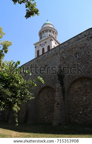 Wall and tower of The Benedictine Pannonhalma Archaabbey, Hungary Stock fotó © 