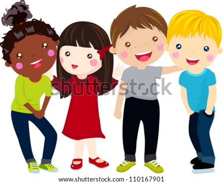 Illustration Of Four Kids - 110167901 : Shutterstock