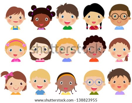 Children Face Set Stock Vector Illustration 138823955 : Shutterstock