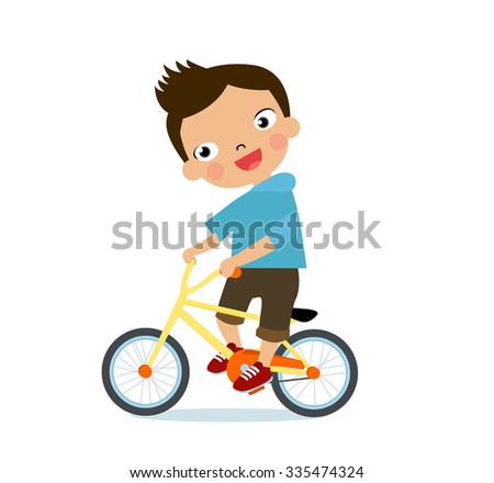 Boy On A Bicycle Vector On A White Background - 335474324 : Shutterstock