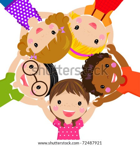 Happy Children Hand In Hand Around-Illustration - 72487921 : Shutterstock