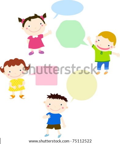 Kids Talking And Thinking With Speech Bubbles Stock Vector Illustration ...