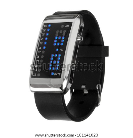 black digital wrist watches isolated on white
