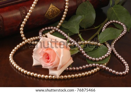 pink rose and pearl beads