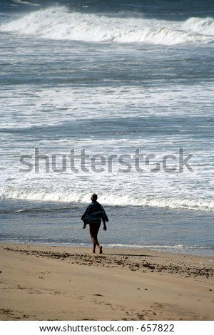 Man walking on the sea side
