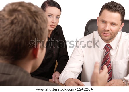 Three persons business meeting   - isolated