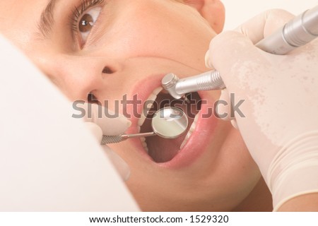 female patient at the dentist - close up