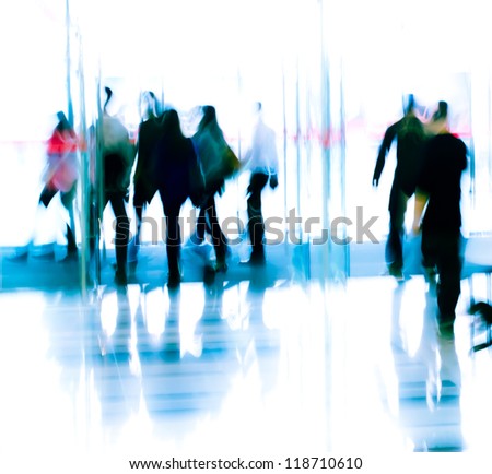 city business people moves in the office lobby, abstract blurred motion