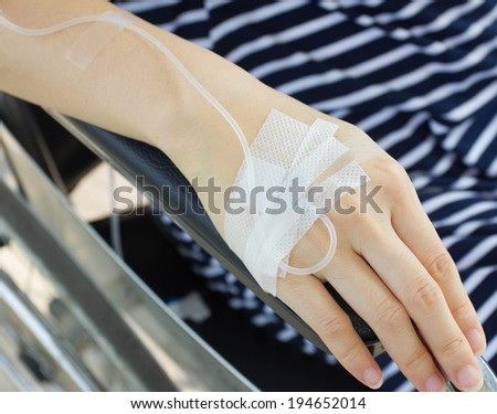 Patient\'s right hand for intravenous injection