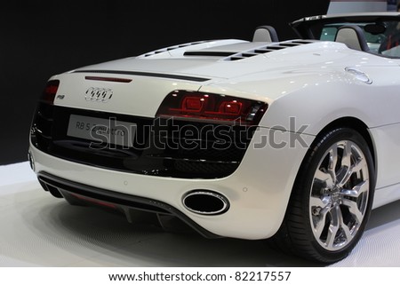 GUANGZHOU, CHINA - DEC 27: audi R8 sports car on display at the 8th China international automobile exhibition. on December 27, 2010 in Guangzhou China.
