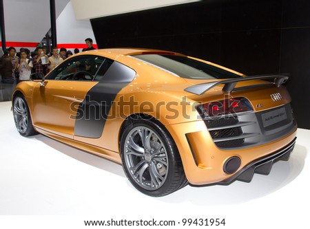 GUANGZHOU, CHINA - NOV 26: Audi R8 Limited Edition car on display at the 9th China international automobile exhibition on November 26, 2011 in Guangzhou China.
